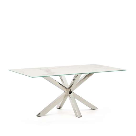 Стол Argo из белого фарфора Kalos с ножками из нержавеющей стали, 180 x 100