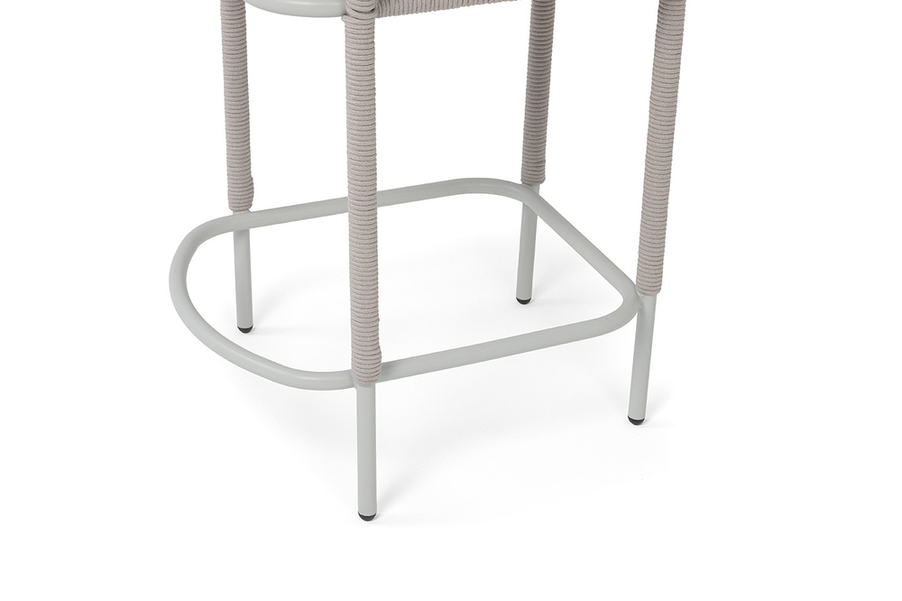 "Марсель" стул полубарный плетеный из роупа, каркас из стали светло-серый (RAL7035) муар, роуп бежевый круглый, ткань Mossle бежевая, пос.H65