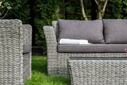 "Капучино" журнальный столик из искусственного ротанга (гиацинт), цвет серый