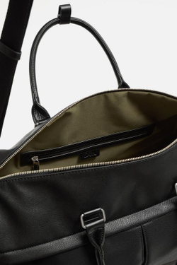 ZARA ДОРОЖНАЯ СУМКА ИЗ РЕЛЬЕФНОЙ ТКАНИ, ЧЕРНЫЙ