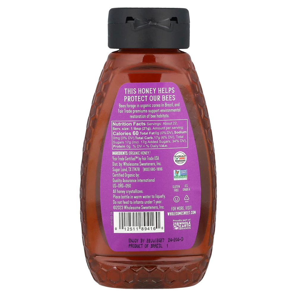 Wholesome Sweeteners, органический, необработанный и нефильтрованный мед, 454 г (16 унций)