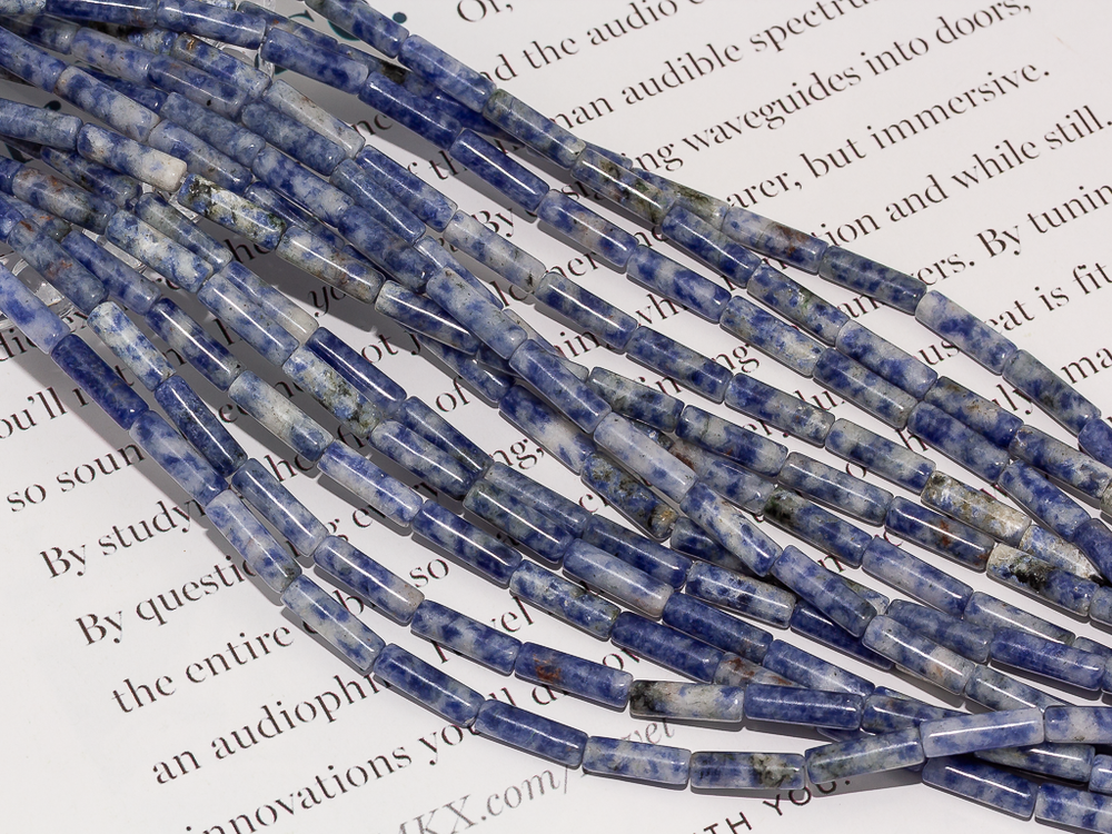 Нить бусин из содалита, трубочки 4х13,5мм