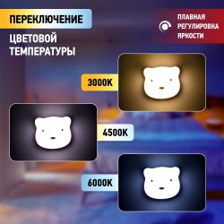 Ночник - светильник светодиодный ЭРА NLED-465-1W-W настенный аккумуляторный белый