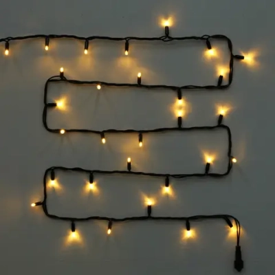 Гирлянда для улицы 11м 100 ламп LED чёрный провод, 8 реж, IP-65, Теплый белый (возможность соединения)
