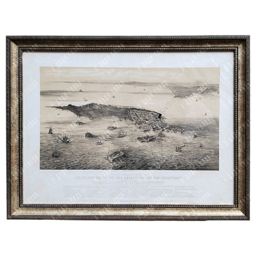 Кайзер Александр. Вид на остров, гавань и укрепления Кронштадта. Литография с тоном. 1850-е гг.