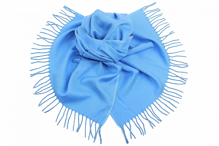 Палантин материал Шерсть 100% однотонный цвет синий 160x60см