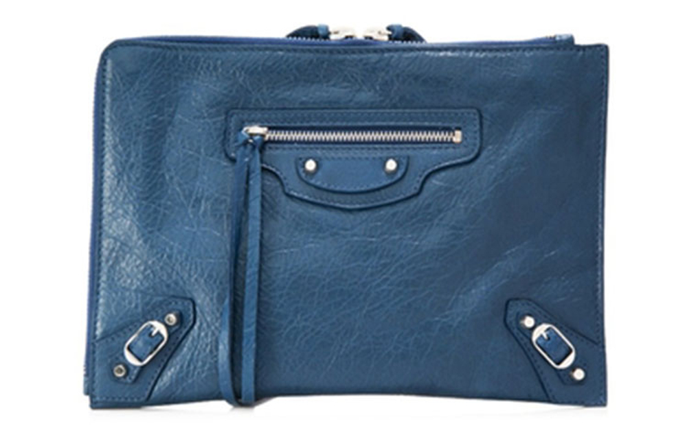 Balenciaga Leather Clutch Women"s Blue