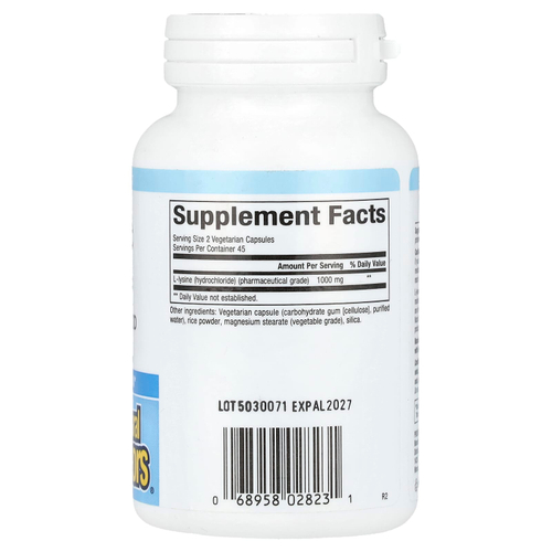 Natural Factors, L-лизин, 500 мг, 90 вегетарианских капсул