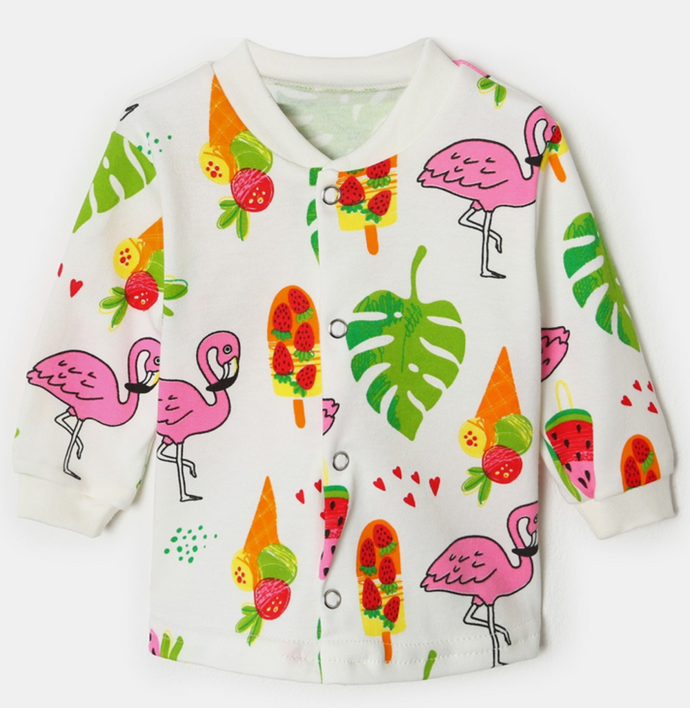 Кофточка детская, цвет белый/фламинго, рост 74 см (Тошка)