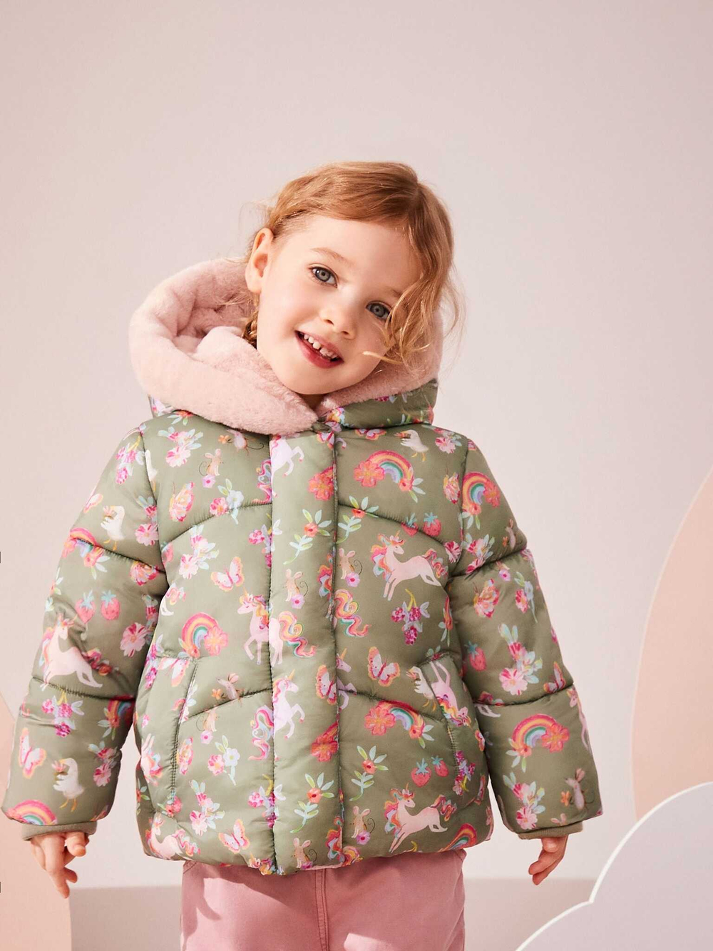 Куртка утепленная с капюшоном для девочки Next Q81-821, Хаки