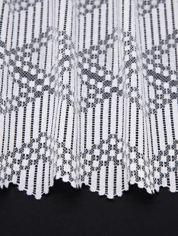 1367 Кружево эластичное 20 см, Италия, геометрия, белый