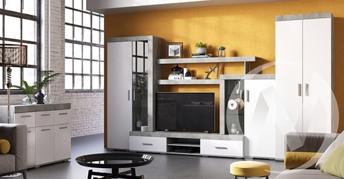 Гостиная "Инстайл" (бетон/белый)