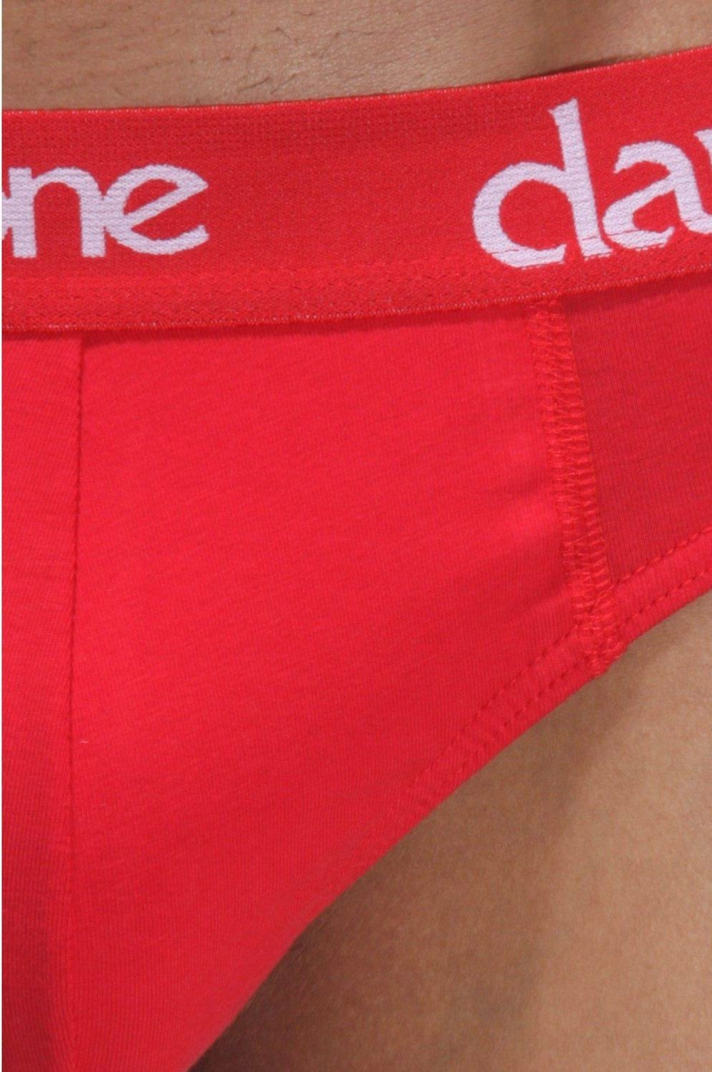 Красные мужские трусы-слипы с контрастными надписями на резинке (Размер: XL) (Цвет: красный)