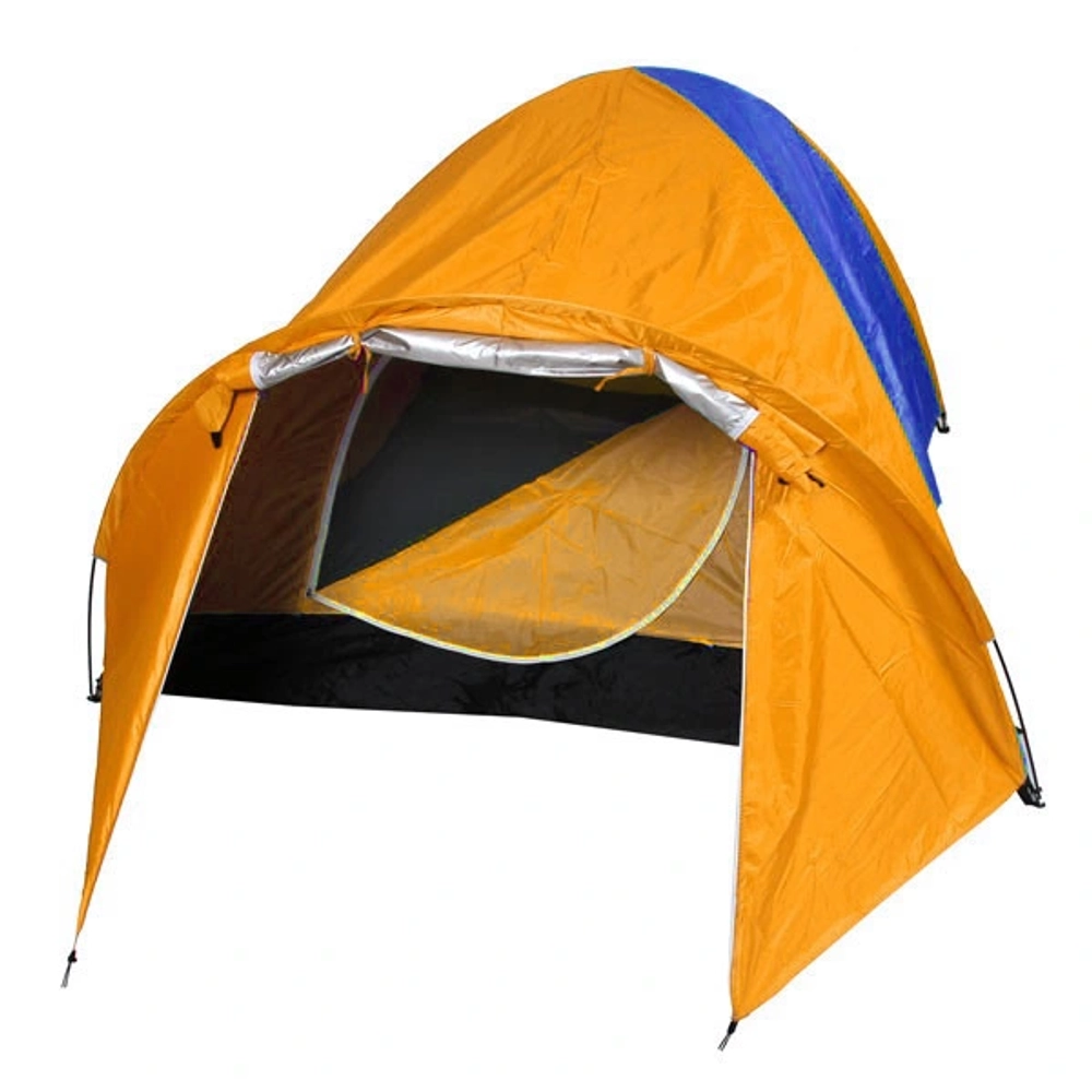 Палатка туристическая Кама-4 двухслойная, (240+80)*210*130 см, цвет оранжево-синий