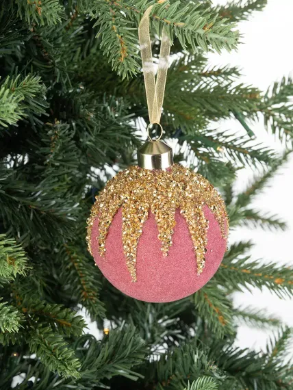 Винтажный стеклянный шар Земляничный сорбет 8 см., 1 шт., Karlsbach (12694)