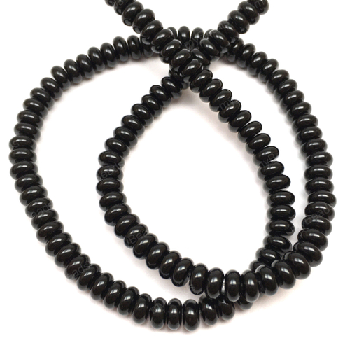 Агат черный 6х3 мм, бусины - рондели