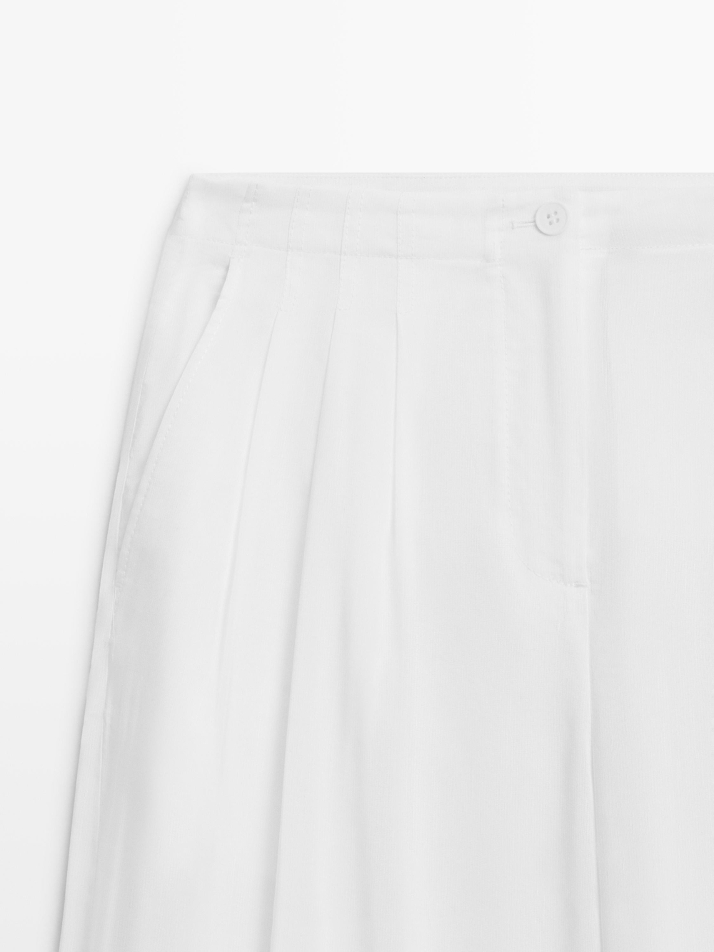 Massimo Dutti Свободные брюки из смесовой льняной ткани, экрю