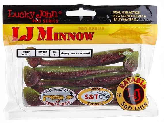 Виброхвосты съедобные LJ Pro Series MINNOW 4.4in (11,1 см), цв. T44, 5 шт.