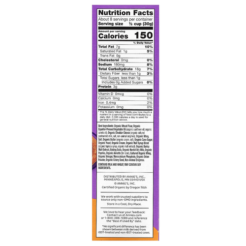 Annie's Homegrown, органическая смесь для снеков, со вкусом чеддера, 255 г (9 унций)