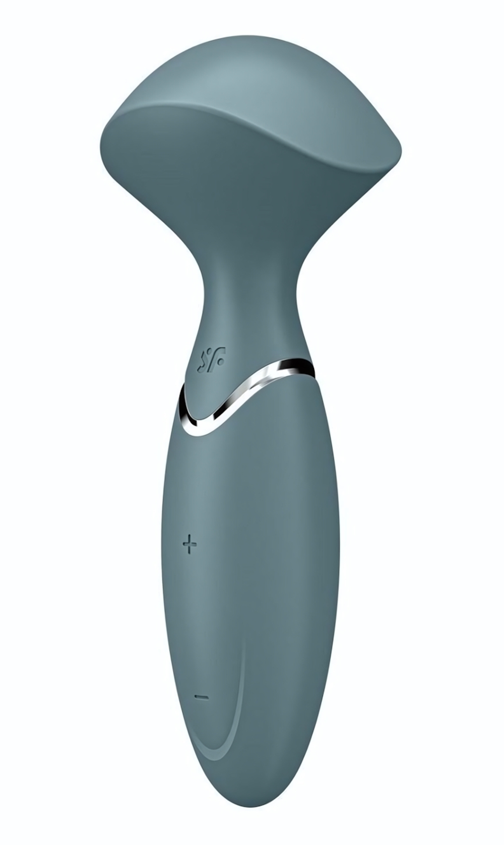 Серый вибромассажер Mini Wand-er - 16 см. (Цвет: серый)