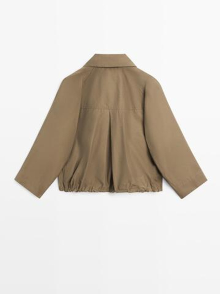 Massimo Dutti Бомбер с высоким воротником, темный хаки