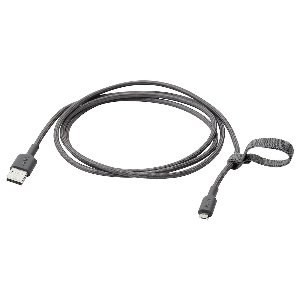 IKEA LILLHULT  (ИКЕА ЛИЛЛХУЛТ)  -  USB-A - USB-micro, темно-серый, 1,5 м