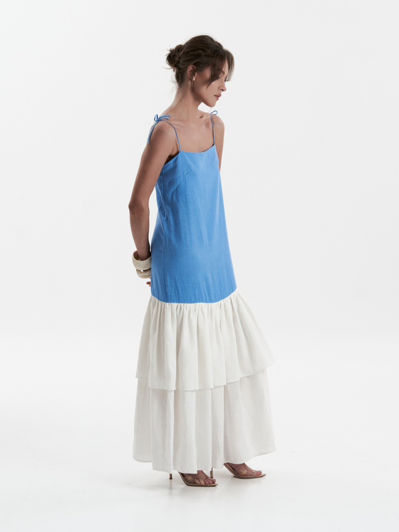 Платье "Круиз" с белыми воланами