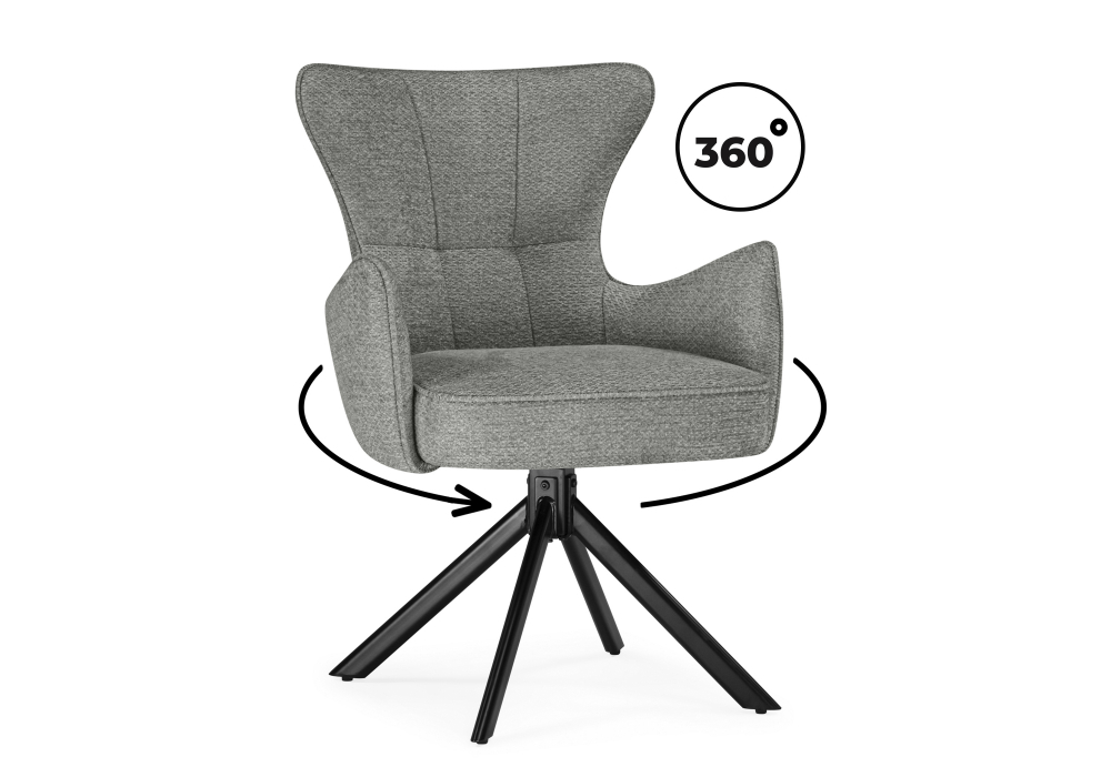 Стул на металлокаркасе Woodville Atlanta gray, black крутящийся, ножки черные