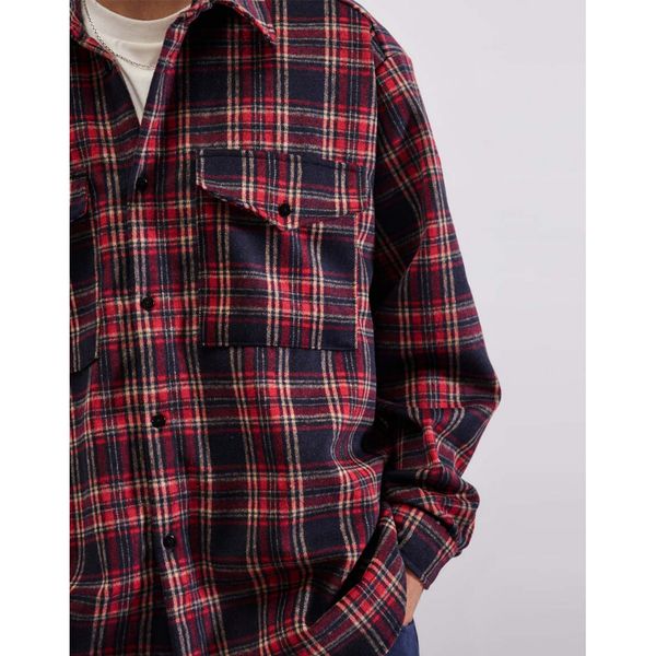 Рубашка с шерстью клетка красная - фото 4