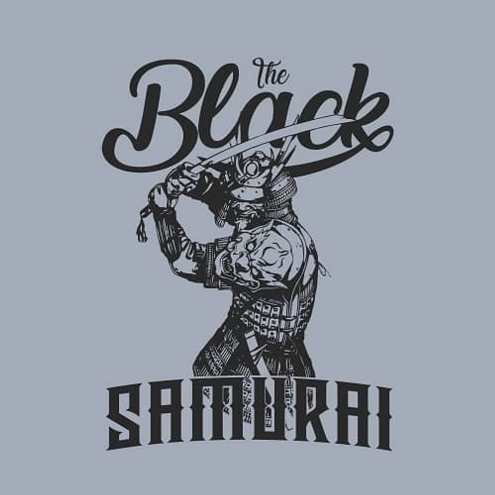 принт PewPewCat The black samurai серый