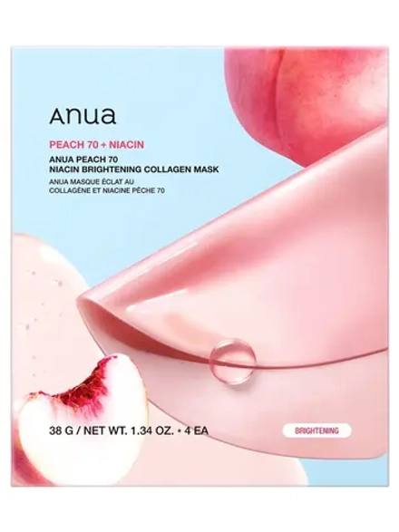Anua Осветляющая гидрогелевая маска с ниацинамидом и коллагеном Peach 70 Niacin Brightening Collagen Mask 38 гр х 4 шт