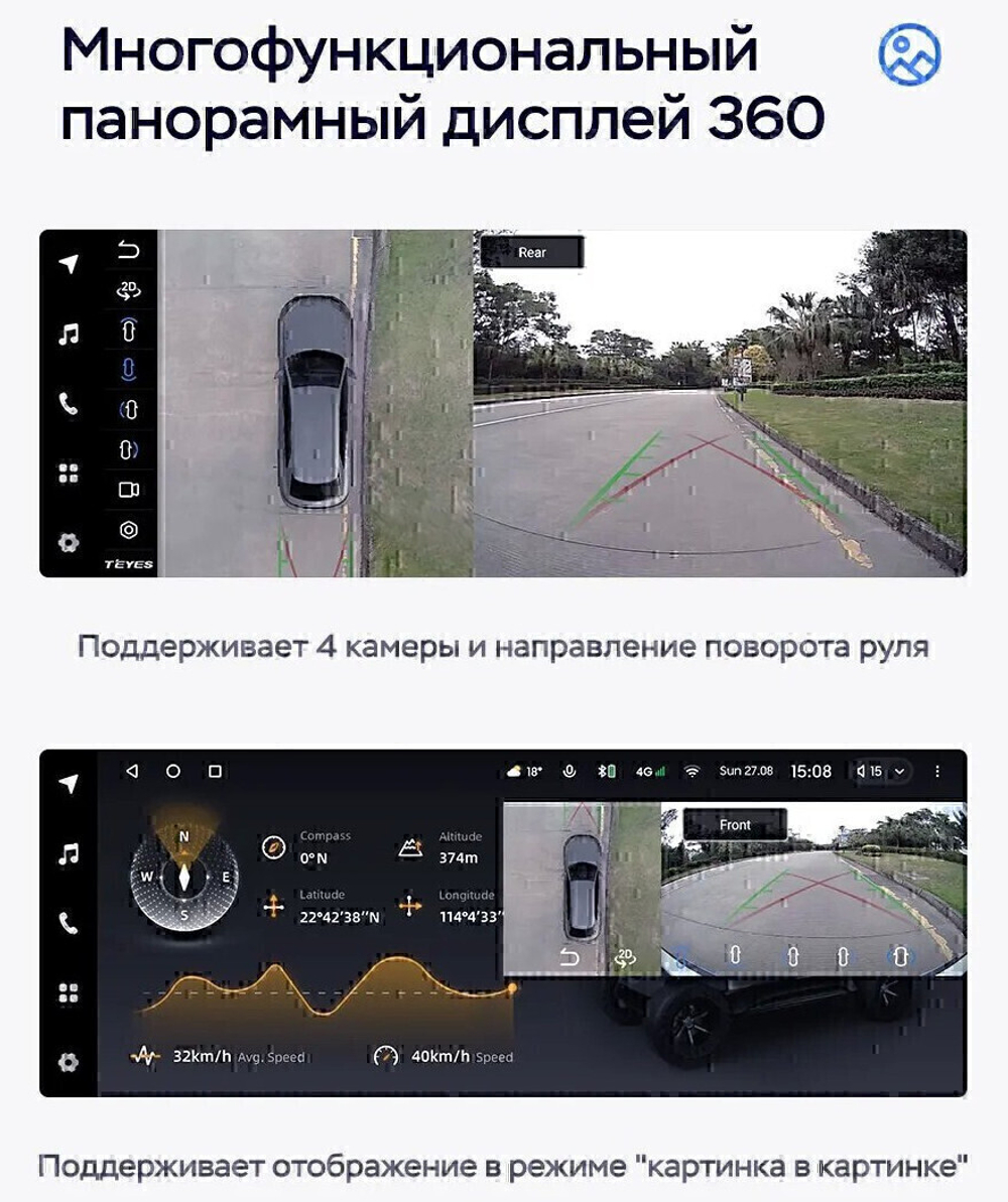 Магнитола для Sollers Argo 2022-2024+ - Teyes LUX ONE 360 монитор 12.3" 2K QLED на Android 10, 6Гб+128Гб, CarPlay, 4G SIM-слот, 4 камеры в комплекте