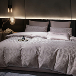 КПБ на резинке Сатин-Жаккард Тессоро MTR002, Евро, 4 наволочки, простынь 160*200*30