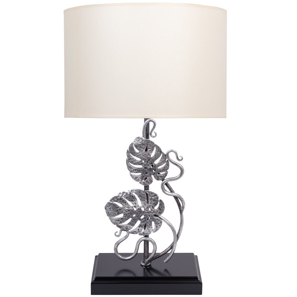 Настольная лампа Monstera Deliciosa (Монстера) Черный Античное серебро с абажуром Vintage Айвори