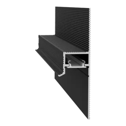 Теневой плинтус с рассеивателем черный крашенный RAL 9005 С-22.2.3 55x16x2500 мм
