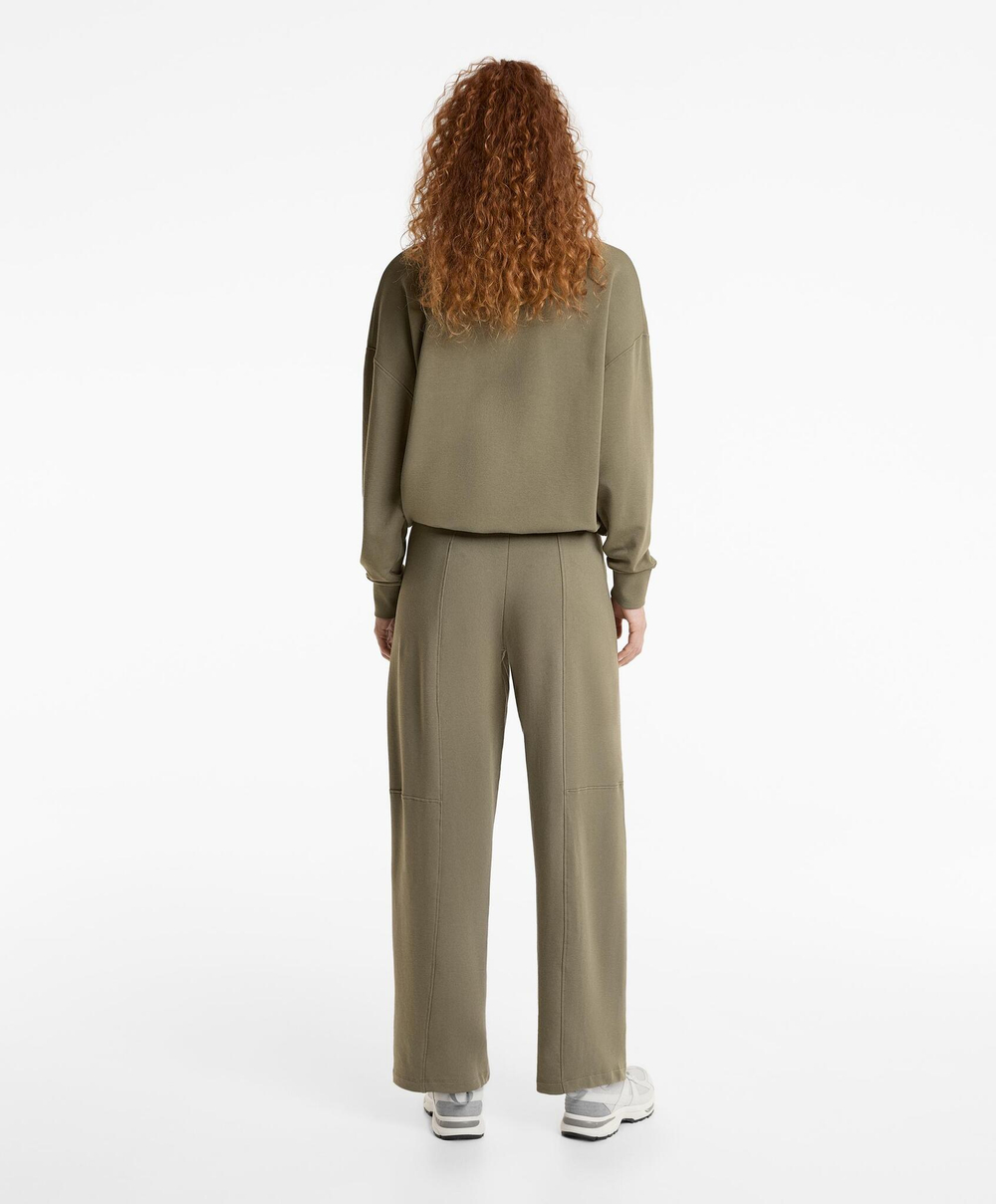 Oysho Толстовка на молнии из хлопка и модала, светлый хаки