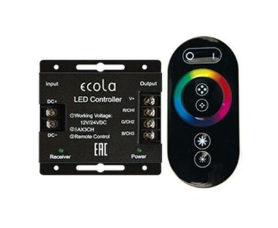 Ecola Контроллер 12V 288W(24V 576W) 24A RGB с кольцевым сенсорным черным радиопультом RFC24BESB
