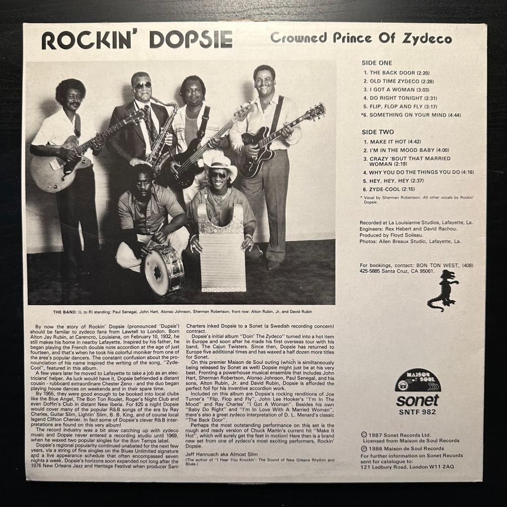 Rockin' Dopsie - Crowned Prince Of Zydeco (Англия 1987г.)