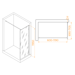 Душевая перегородка RGW WA-002W (Прозрачное, 700)