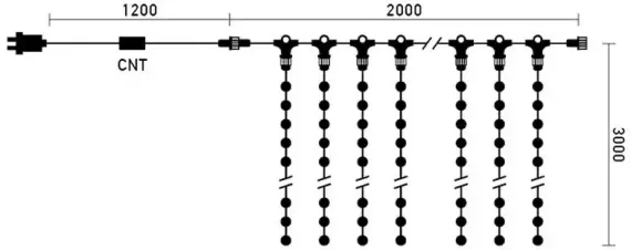 Светодиодный занавес с белым бликующим диодом 2*3 м, 220V., 600 синих LED ламп, прозрачный ПВХ, Beauty Led (PCL600BLW-10-2B)