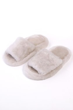 Женские открытые меховые домашние тапочки