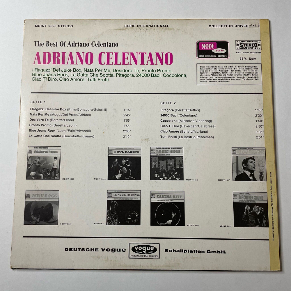 Винтажная виниловая пластинка LP Adriano Celentano Адриано Челентано The Best Of (Germany 1967)