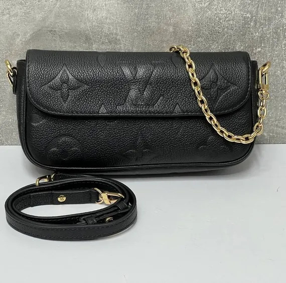 Кошелек женский Louis Vuitton Ivy на цепочке черный