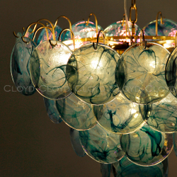 Люстра Cloyd LINZE-B C13 / Ø60 см - латунь - голубое стекло (арт.11675)