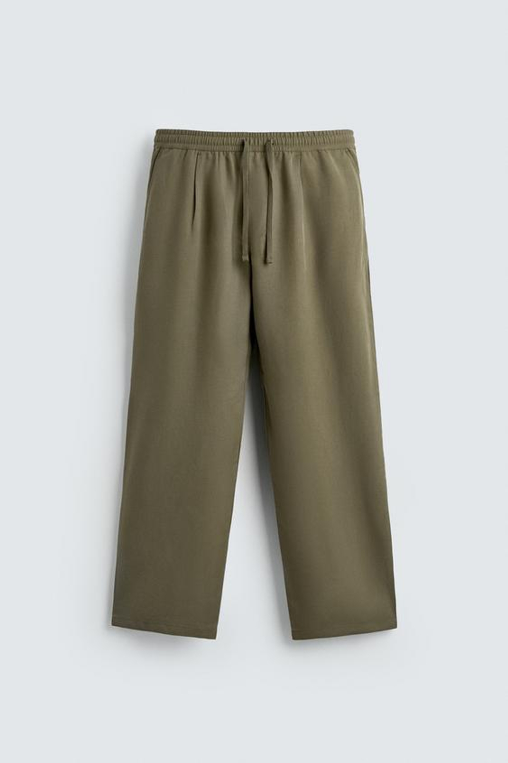 ZARA СТРУЯЩИЕСЯ БРЮКИ RELAXED FIT, ОЛИВКОВЫЙ