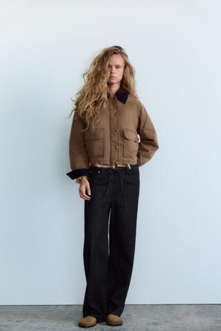 ZARA ДЖИНСОВЫЕ БРЮКИ В ПИЖАМНОМ СТИЛЕ, АНТРАЦИТОВО-СЕРЫЙ