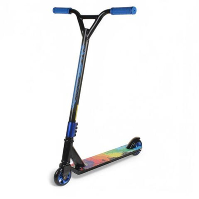 Самокат Алюминий трюковой алюм диски, колеса PU 100, синий, рисунок не микс, с-30834