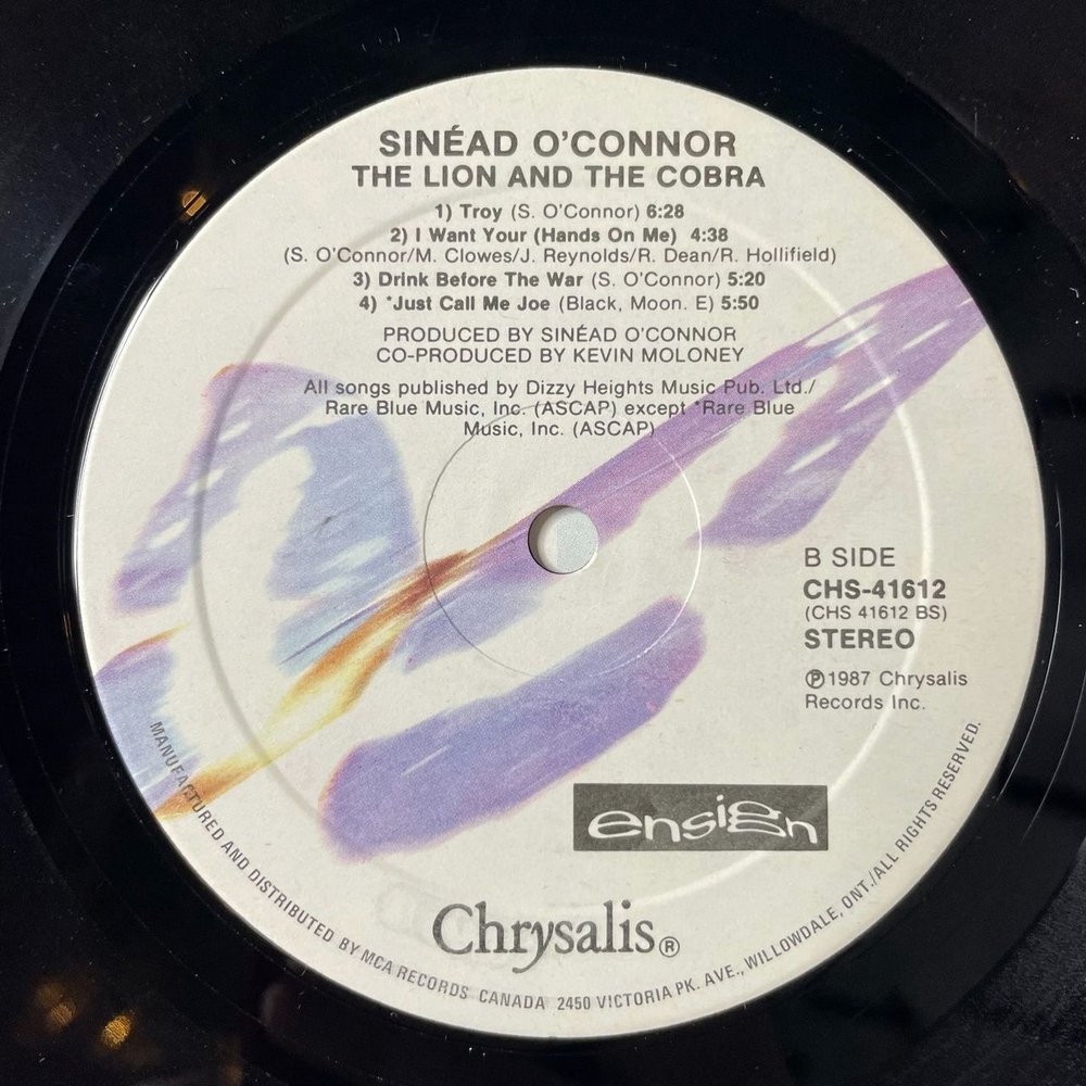 Винтажная виниловая пластинка LP Sinead OConnor The Lion And The Cobra (Canada 1987)