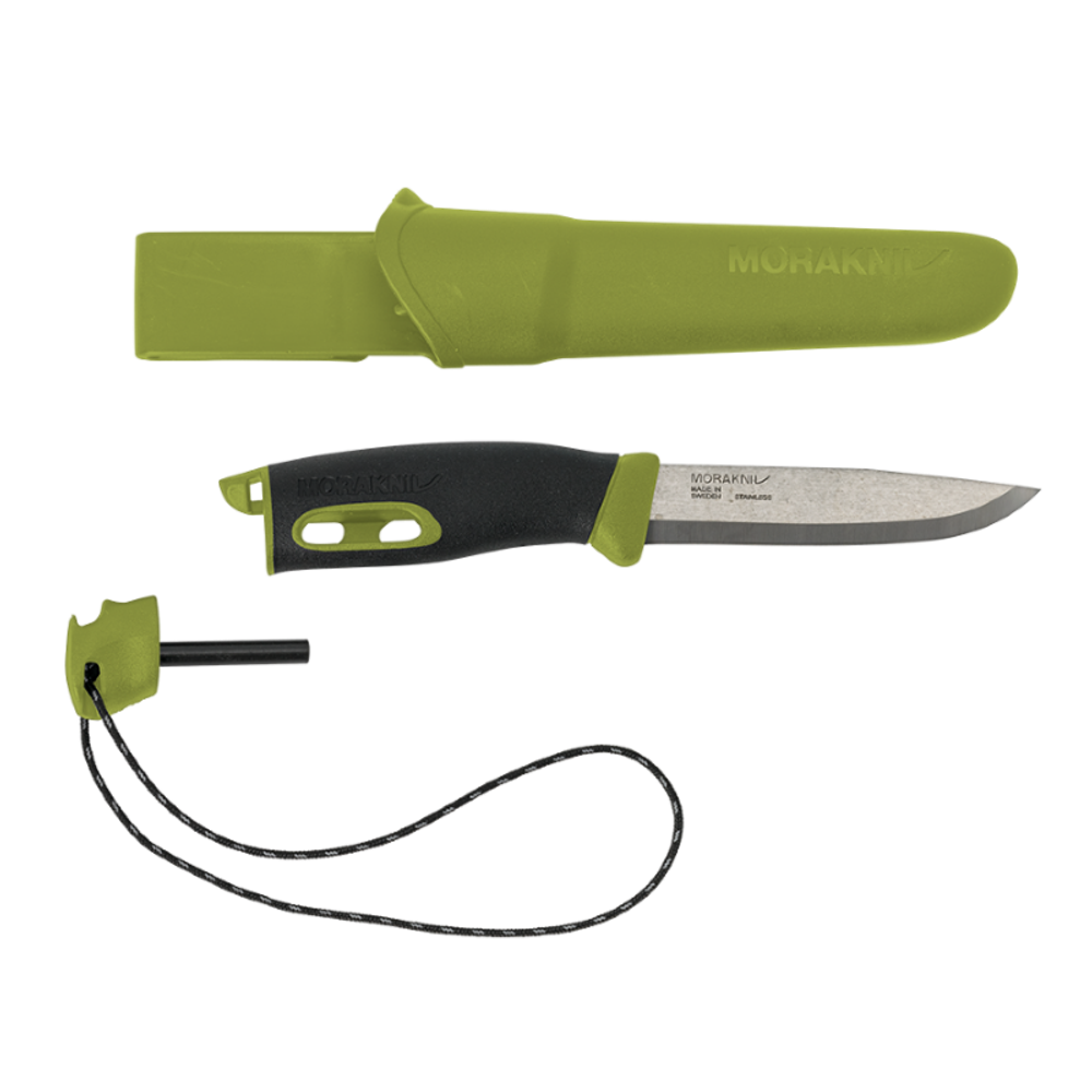 Нож Morakniv Companion Spark, с огнивом, нержавеющая сталь, клинок 104мм, зелёный