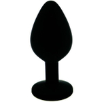 Анальная пробка из силикона с темно-фиолетовым стразом, M (Цвет: черный с фиолетовым)